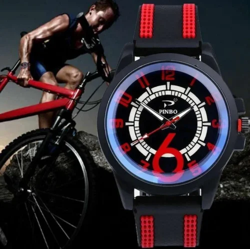 Orologio Uomo Pinbo Ciclismo Fitness Silicone Rosso Nero
