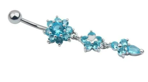 Piercing Ombelico Anallergico Blue Donna Acciaio Chirurgico