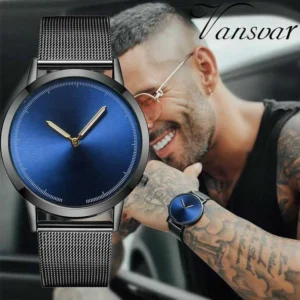 Orologio Uomo Vansvar Analogico Semplice Grigio Blue Acciaio