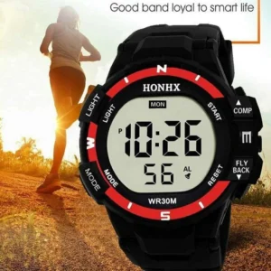Orologio Digitale Unisex Honhx Rosso Nero Sportivo Gomma