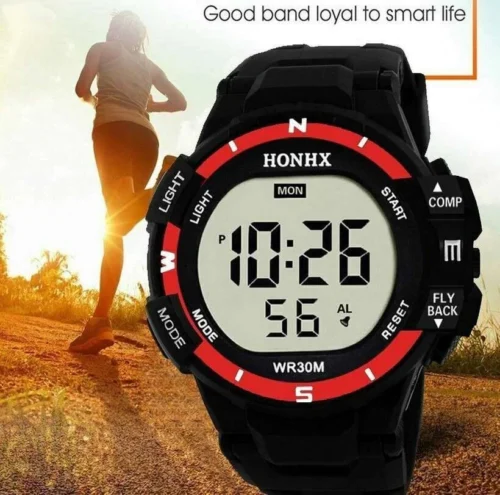 Orologio Digitale Unisex Honhx Rosso Nero Sportivo Gomma