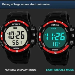 Orologio Digitale Unisex Honhx Rosso Nero Sportivo Gomma