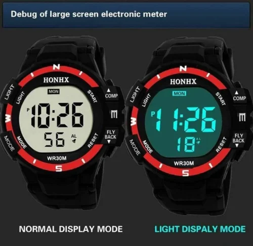 Orologio Digitale Unisex Honhx Rosso Nero Sportivo Gomma
