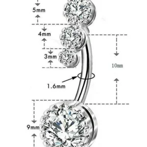 Piercing Ombelico Anallergico Diamanti Donna Acciaio Chirurgico