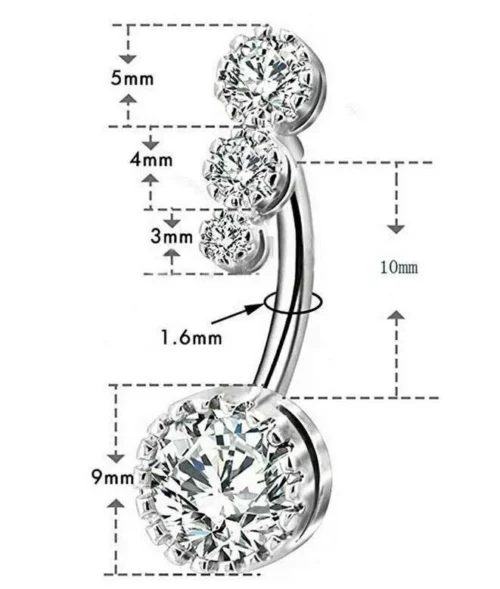 Piercing Ombelico Anallergico Diamanti Donna Acciaio Chirurgico