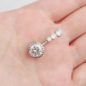 Piercing Ombelico Anallergico Diamanti Donna Acciaio Chirurgico