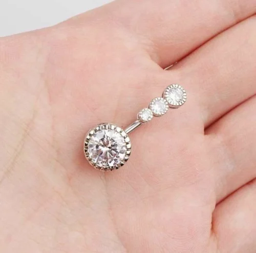 Piercing Ombelico Anallergico Diamanti Donna Acciaio Chirurgico