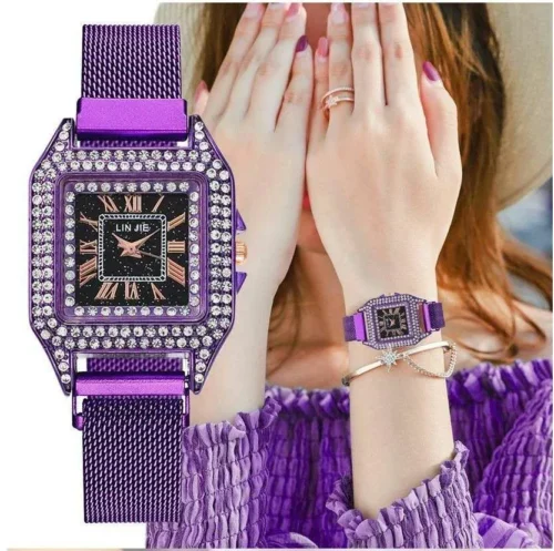 Orologio Donna Lin Jie Viola Brillante Quadrante Largo