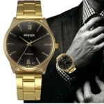Orologio Uomo Molto Elegante Migeer Dorato Acciaio Inox
