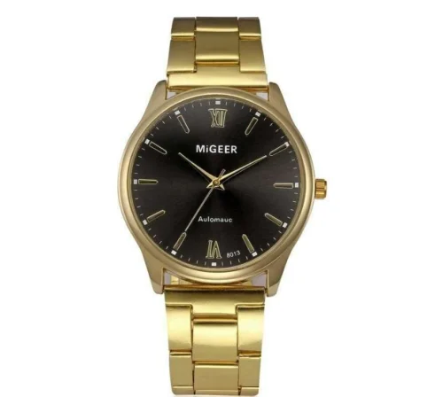 Orologio Uomo Molto Elegante Migeer Dorato Acciaio Inox