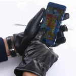 Guanti Moto Scooter Uomo Pelle Impermeabili Touch Screen
