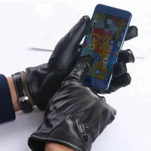 Guanti Moto Scooter Uomo Pelle Impermeabili Touch Screen