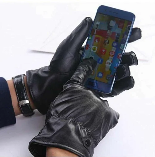 Guanti Moto Scooter Uomo Pelle Impermeabili Touch Screen