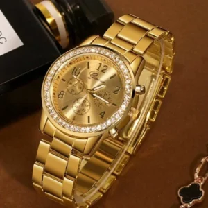 Orologio Donna Geneva Dorato Metallo Alta Qualita Diamanti