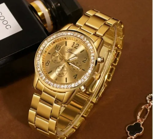 Orologio Donna Geneva Dorato Metallo Alta Qualita Diamanti