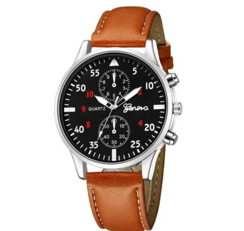 Orologio Uomo Geneva Marrone Nero Analogico Quarzo
