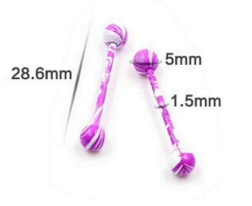 10 Pezzi Lotto Piercing Colorati Acciaio Chirurgico Lingua