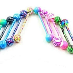 10 Pezzi Lotto Piercing Colorati Acciaio Chirurgico Lingua