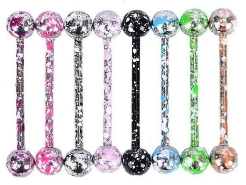 8 Pezzi Lotto Piercing Lingua Tongue Acciaio Chirurgico Bar