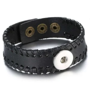 Bracciale Uomo Nero Intrecciato A Fascia Cuoio Idea Regalo