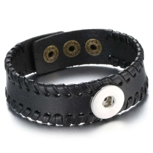 Bracciale Uomo Nero Intrecciato A Fascia Cuoio Idea Regalo