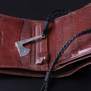 Bracciale Uomo Ascia Axe Vichingo Con Fascia In Ecopelle