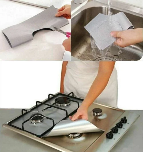 4 Pezzi Pellicola Piano Cottura Forno A Gas Cucina Argento