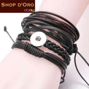 Bracciale Uomo Cuoio Vari Strati Intrecciato Cuoio Marrone