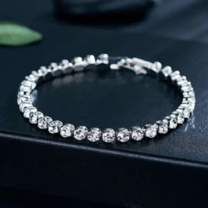 Modello Tennis Bracciale Uomo Donna Zirconi Bianchi