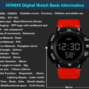 Orologio Sport Per Honhx Digitale Led Data Allarme Jogging