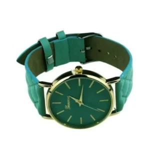 Orologio Donna Geneva Cinturino Pelle Analogico Verde Acqua