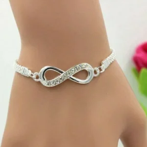Bracciale Donna Infinito Strass Infinity Argentato Metallo