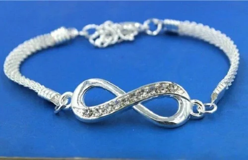 Bracciale Donna Infinito Strass Infinity Argentato Metallo
