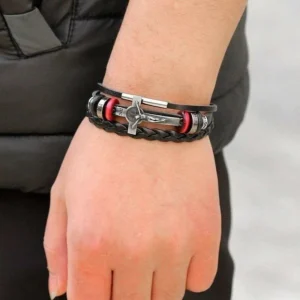 Bracciale Uomo Unisex Gesù Croce Braccialetto MultiStrato