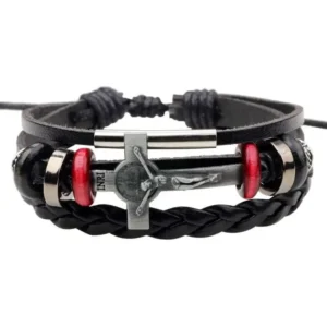 Bracciale Uomo Unisex Gesù Croce Braccialetto MultiStrato
