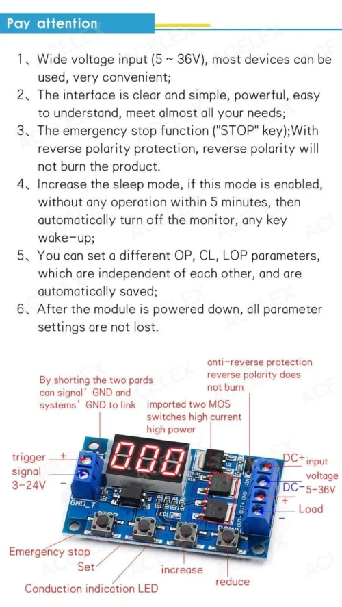 Scheda Modulo Temporizzatore Timer Multifunzione Mos 5V 12V