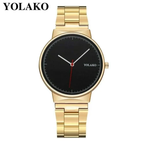 Orologio Uomo Yolako Dorato Quadrante Nero Analagico Elegante