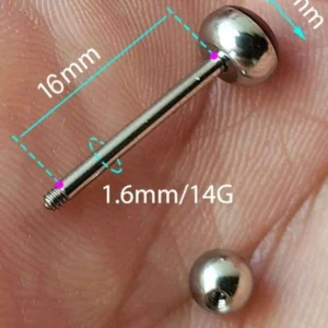 10 Pezzi Piercing Lingua Parole Spinte Acciaio Chirurgico