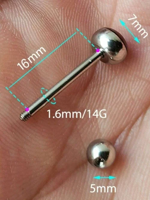 10 Pezzi Piercing Lingua Parole Spinte Acciaio Chirurgico