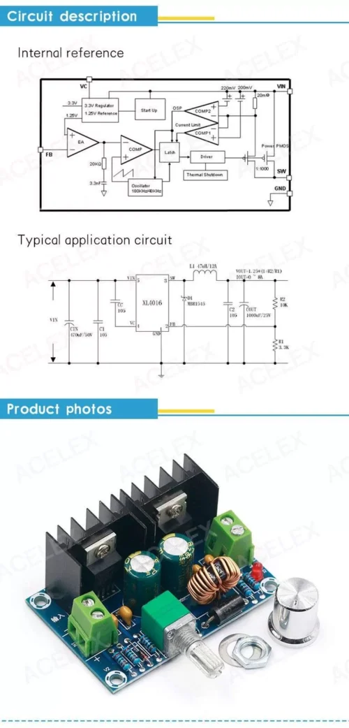 Step Down 8A 200W Convertitore Regolabile Dc-Dc 1.25V-36V