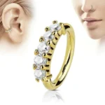Piercing Orecchino Naso Acciaio Chirurgico Oro Rosa Strass