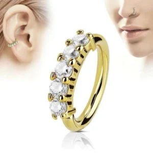 Piercing Orecchino Naso Acciaio Chirurgico Oro Rosa Strass