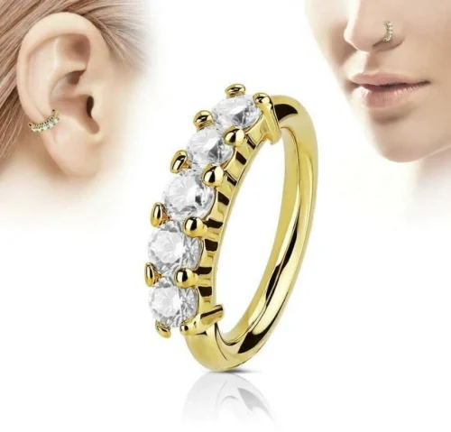 Piercing Orecchino Naso Acciaio Chirurgico Oro Rosa Strass