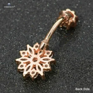 Piercing Ombelico Anallergico Oro Rosa Acciaio Chirurgico Strass