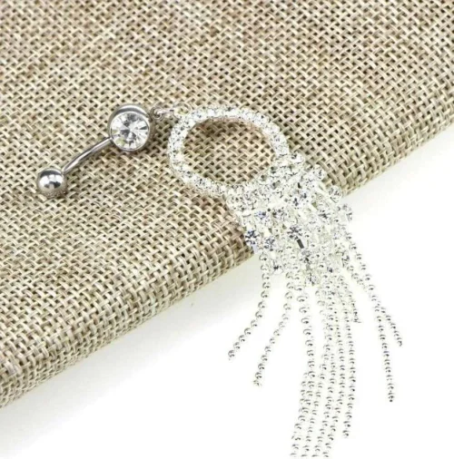 Piercing Ombelico Anallergico Strass Acciaio Chirurgico Pendente