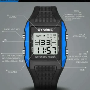 Orologio Digitale Synoke Alta Qualità Blue Digitale Quadrato