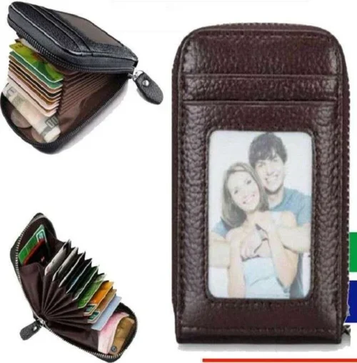Portafoglio Uomo Pelle Porta Carte Credito Slim Sottile Zip