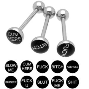 10 Pezzi Piercing Lingua Parole Spinte Acciaio Chirurgico