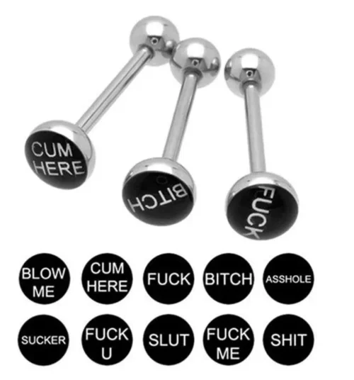 10 Pezzi Piercing Lingua Parole Spinte Acciaio Chirurgico