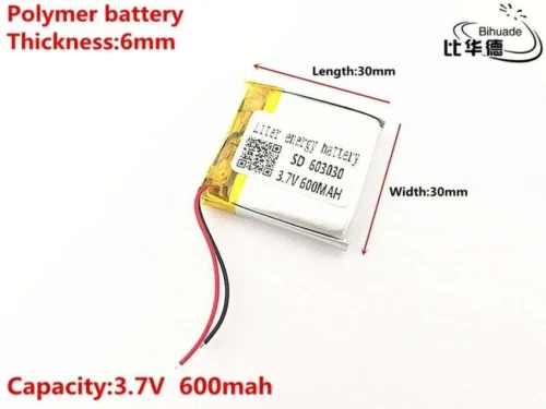 Batteria Lipo Ai Polimeri Di Litio 3.7V 600Mah 603030 Per RC